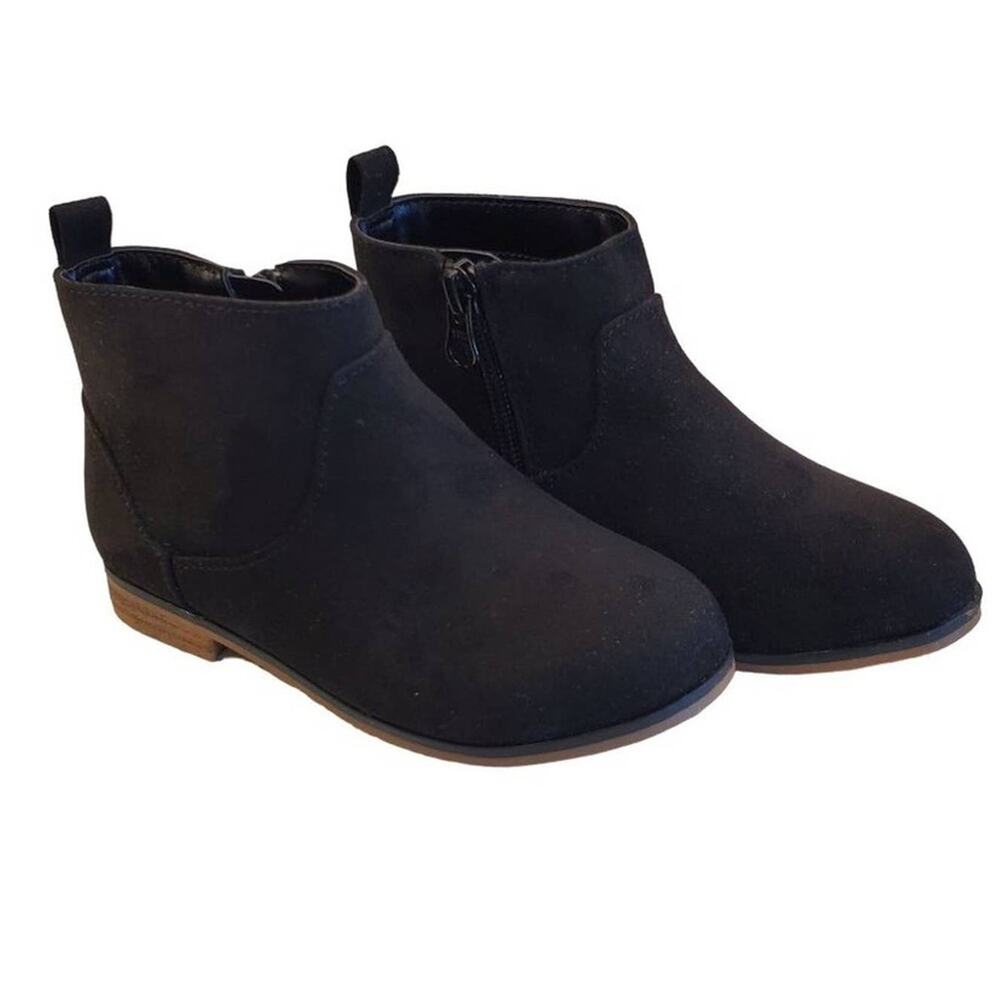 Cat & Jack Girls Black Slip On Suede Boots Black Ankle Boots Size 5 Toddler